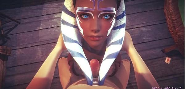  Starwars Hentai POV Ahsoka 3D 4D - blowjob and fucked cowgirl stily with creampie